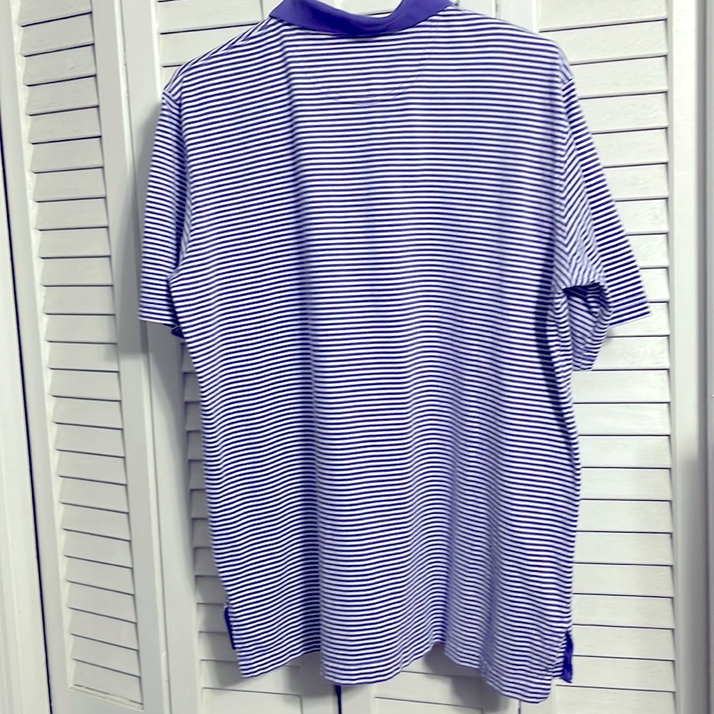 Kassatly Palm Beach Mens Polo Shirt. Purple Stripe. Medium. - Picture 2 of 3